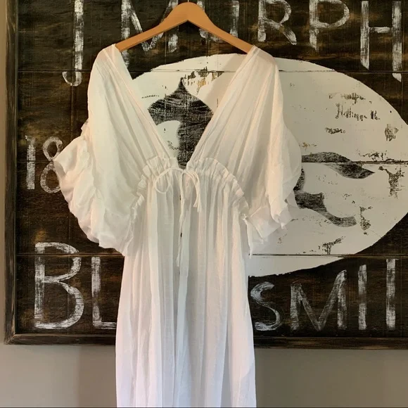 New Bohemian Long White Gauze Maxi Summer Dress - Picture 12 of 16